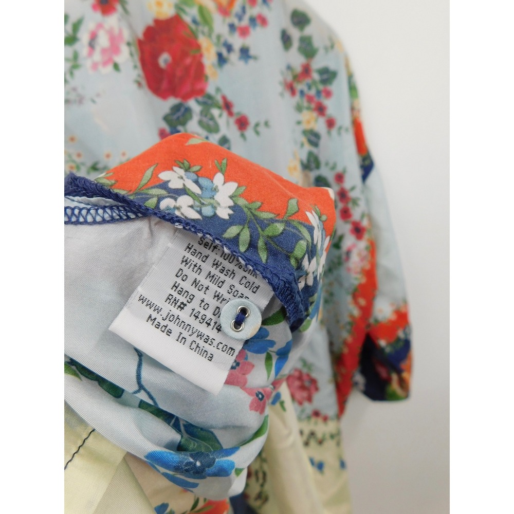 Johnny Was Kallipoe Button Up Floral Print Blouse Size M Silk‎ Bohemian - Picture 4 of 6